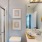 bathroom with bathtub and large mirror